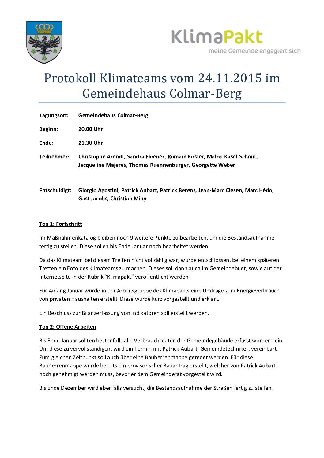 Protokoll Klimateam 2015.11.24