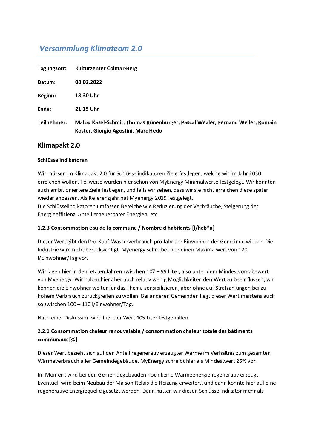 Protokoll Klimateam 2.0 2022.02.22